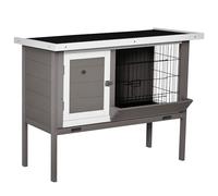 PawHut Conejera de Madera Elevada Jaula Conejo Exterior 91x46x71 cm Gris