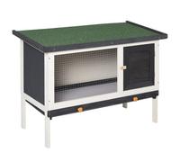 PawHut Conejera de Madera Exterior Jaula Elevada Cobayas Animales Pequeños con Techo Asfáltico Bandejas Extraíbles 90x45x65 cm Negro Aosom España