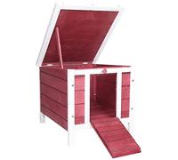 PawHut Conejera de Madera Exterior con Techo Asfáltico 42x51x43 cm Rojo