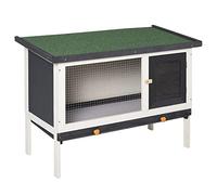 PawHut Conejera de Madera Exterior Elevada 90x45x65 cm Gris Oscuro