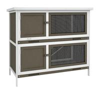 PawHut Conejera de Madera Jaula para Conejos de 2 Pisos 97x44x91 cm con Techo Asfáltico Puertas con Pestillo Bandejas Extraíbles y Rampa para 2 Conejos Marrón