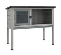 PawHut Conejera Exterior de Madera para Mascotas Pequeñas con Bandeja Extraíble Techo Asfáltico 84x43x70 cm Gris y Negro Aosom España