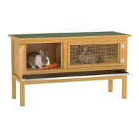 PawHut Conejera para Conejillos de Indias con Techo abatible 115x44x65 cm