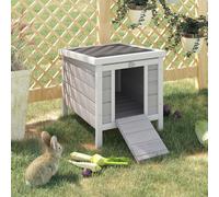 PawHut Conejera para Roedores Mascotas Pequeñas con Techo Asfáltico Abatible y Rampa Antideslizante 42x51x43 cm Gray 42x51x43 cm