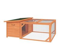 PawHut Conejera recinto Animales pequeños 125,5x100x49cm Naranja | Conejera exterior para conejillos de Indias, escondite para patos elevado, uso en jardín, techo abatible