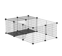 PawHut Corral de 16 Paneles para Mascotas DIY para Conejillos de Indias | Valla portátil para mascotas de interior, para conejos, hámsteres, erizos