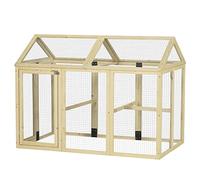 PawHut Corral grande para pollos, gallinero de madera, corral para mascotas con diseño combinable, acabado de madera natural
