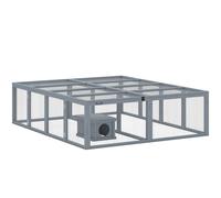 PawHut Corral para conejos de madera con 2 puertas Casa refugio para 2-4 conejos enanos 180,4 x 150 x 48 cm Gris