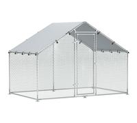 PawHut Corral para Gallinas Gallinero Metálico Grande de 3x1,7x1,9 m con Cubierta Impermeable y Anti-UV Plata
