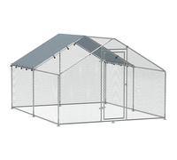 PawHut Corral para Gallinas Gallinero Metálico Grande de 3x3,4x1,9 m con Cubierta Impermeable y Anti-UV Plata