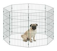 PawHut Corral para mascotas de 8 paneles, corral plegable para interiores y exteriores, incluye estacas de conexión a tierra, 80 cm de altura