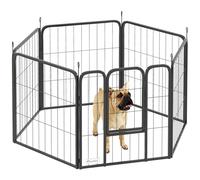 PawHut Corralito para perros, corral para perros de 6 paneles con puerta segura, corral para cachorros de 60 cm de alto, valla de ejercicio resistente para mascotas para interiores y exteriores, para