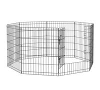 PawHut Corralito Plegable para Perros de 8 Paneles 76x61 cm Configurable con Puerta y Doble Cerradura Ideal para Jardín Patio Negro Aosom España