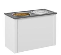 PawHut - Cuenco elevado, para perros con 2 cuencos de acero inoxidable extraíble y baúl de almacenamiento, dim. 60 x 30 x 42 cm