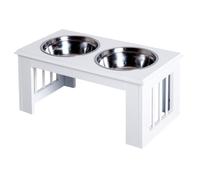 PawHut Cuenco Elevado Perros medianos con Soporte 58x31x25cm Blanco | Cuencos elevados para mascotas, comedero y bebedero