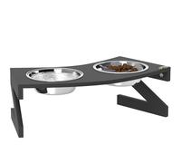 PawHut - Cuenco para Perro Elevado con Soporte, Cuenco para Perro con 2 Cuencos de Acero Inoxidable de 1L, Alfombrilla de alimentación Lenta, Superficie semiredondeada, para Perros pequeños, medianos