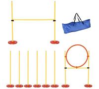 PawHut Equipo de Entrenamiento de Agilidad para Perros, 3 Piezas | Set de Agilidad con Salto, Aro, Valla Ajustable, Bolsa de Transporte, Agility Perros