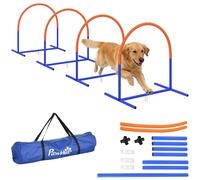 PawHut Equipo de Entrenamiento de Agilidad para Perros, Set de Agilidad para Perros, Set de Vallas de 4 Piezas para Perros Mayores, Set de Entrenamiento para Perros con Bolsa de Transporte,