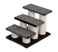 PawHut Escalera de 3 Peldaños para Mascotas con Cubierta Suave Poste Rascador Escaleras Auxiliar de Animales Pequeños 45x35x34 cm Gris