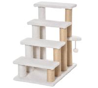 PawHut Escalera para Gatos de 4 Niveles Cubierto de Suave Felpa Poste de Yute Bola Colgante 60x40x64 cm Blanco