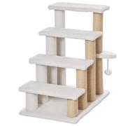 PawHut Escalera para Gatos de 4 Niveles, Escalera para Mascotas, Cubierto de Suave Felpa, Poste de Yute, Bola Colgante, Árbol Rascador para Gatos,