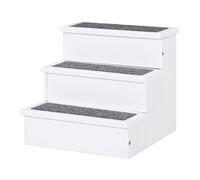 Escalera PawHut para Mascotas con Almacenaje y Alfombra Antideslizantes color Blanco