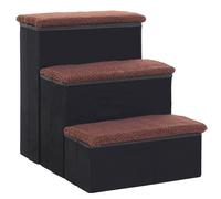 PawHut Escalera para Mascotas 3 Peldaños Plegable con Tapas Abatibles 40x54x48cm Negro 40x54x48 cm