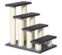 PawHut Escalera para Mascotas 60x42x61 cm Escalera para Gatos Perros Mayores Enfermos Pequeños Cubierta Suave de Peluche Rascador de Sisal Estable 4 Pasos Gris
