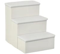 PawHut Escalera para Mascotas de 3 Peldaños Plegable 40x54x48 cm Blanco