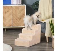 PawHut Escalera para Mascotas de 4 Peldaños con Funda Extraíble 60x35x44cm Beige Beige 60x35x44 cm