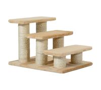 PawHut Escalera para Mascotas Escalera para Gatos y Perros de 3 Escalones Peluche Crema 45x35x34 cm Aosom España
