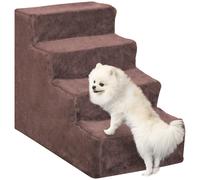PawHut Escalera para Perros de 4 Peldaños Cama Sofá 60x35x44 cm Marrón
