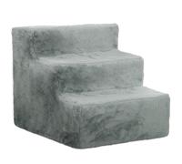 PawHut Escalera para Perros de 3 Peldaños con Funda Extraíble y Lavable para Mascotas Mayores para Cama Sofá 46x35x35 cm Gris