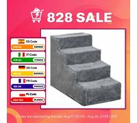 PawHut Escalera para Perros de 3 Peldaños para Cama 46x35x35 cm Gris Claro