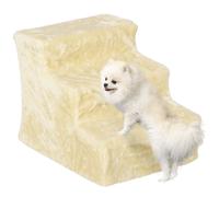 PawHut Escalera para Perros de 3 Peldaños, Escalera para Mascotas con Funda Extraíble y Lavable, Rampa para Perros y Gatos para Cama, Sofá, 46x35x35 cm, Beige