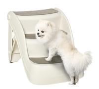 PawHut Escalera Plegable para Mascotas 3 Peldaños Antideslizantes para Perros y Gatos Acceso a Cama y Sofá 67x38x49,5 cm Crema Aosom España