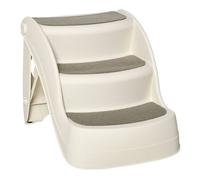 PawHut Escalera para Perros de 3 Peldaños Plegable Escalón de Plástica para Mascotas con Alfombras Antideslizantes para Cama Sofá Carga 15 kg 49x38x38 cm Crema