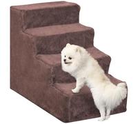 PawHut Escalera para Perros de 4 Peldaños Cama Sofá 60x35x44 cm Marrón