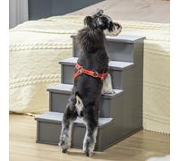 PawHut Escalera para Perros de 4 Peldaños con Acolchados 40x59x54,2 cm Gris