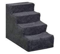 PawHut Escalera para Perros de 4 Peldaños Cama Sofá 60x35x44 cm Gris Oscuro | Escalera para Mascotas, Funda Extraíble y Lavable