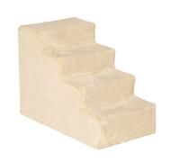 PawHut Escalera para Perros de 4 Peldaños Escalera para Mascotas con Funda Extraíble y Lavable para Cama Sofá 60x35x44 cm Beige