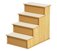 PawHut Escalera para Perros de 4 Peldaños Escalera para Mascotas Escalones para Perros Gatos con Acolchados Desmontables Carga 30 kg para Cama Sofá 40x59x54,2 cm Natural y Crema