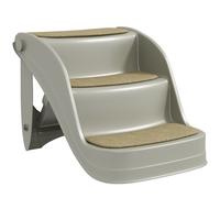 PawHut Escalera para Perros Pequeños Plegable 3 Peldaños Escalones para Perros con Alfombras Antideslizantes 49x38x38 cm Gris