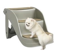 PawHut Escalera para Perros Pequeños Plegable 3 Peldaños Escalones para Perros con Alfombras Antideslizantes 49x38x38 cm Gris Gris 49x38x38 cm