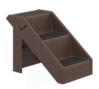 PawHut Escalera para Perros Plegable de 3 Peldaños para Mascotas Mayores para Cama Sofá 53x30,5x36,5 cm Marrón