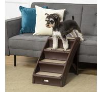 PawHut Escalera Plegable Mascotas 4 Peldaños 62x38x49,5 cm Marrón Oscuro