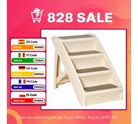 PawHut Escalera Plegable para Mascotas de 4 Peldaños 62x38x49,5 cm Beige