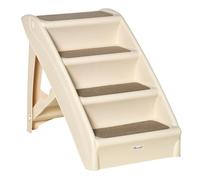 PawHut Escalera Plegable para Mascotas 4 Peldaños con Alfombras Antideslizantes Portátil para Perros Gatos 20 kg 62x38x49,5 cm Beige Aosom España