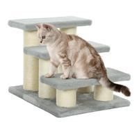 PawHut Escaleras para Mascotas 3 escalones, Perro/Gato, Gris | Escalera para gatos, árbol para gatos