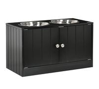 PawHut Estación de Comida para Perros Elevada con Doble Tazón para Perros y Gatos 60x30x35,5 cm 2 Tazones 2L de Acero Inoxidable Aosom España